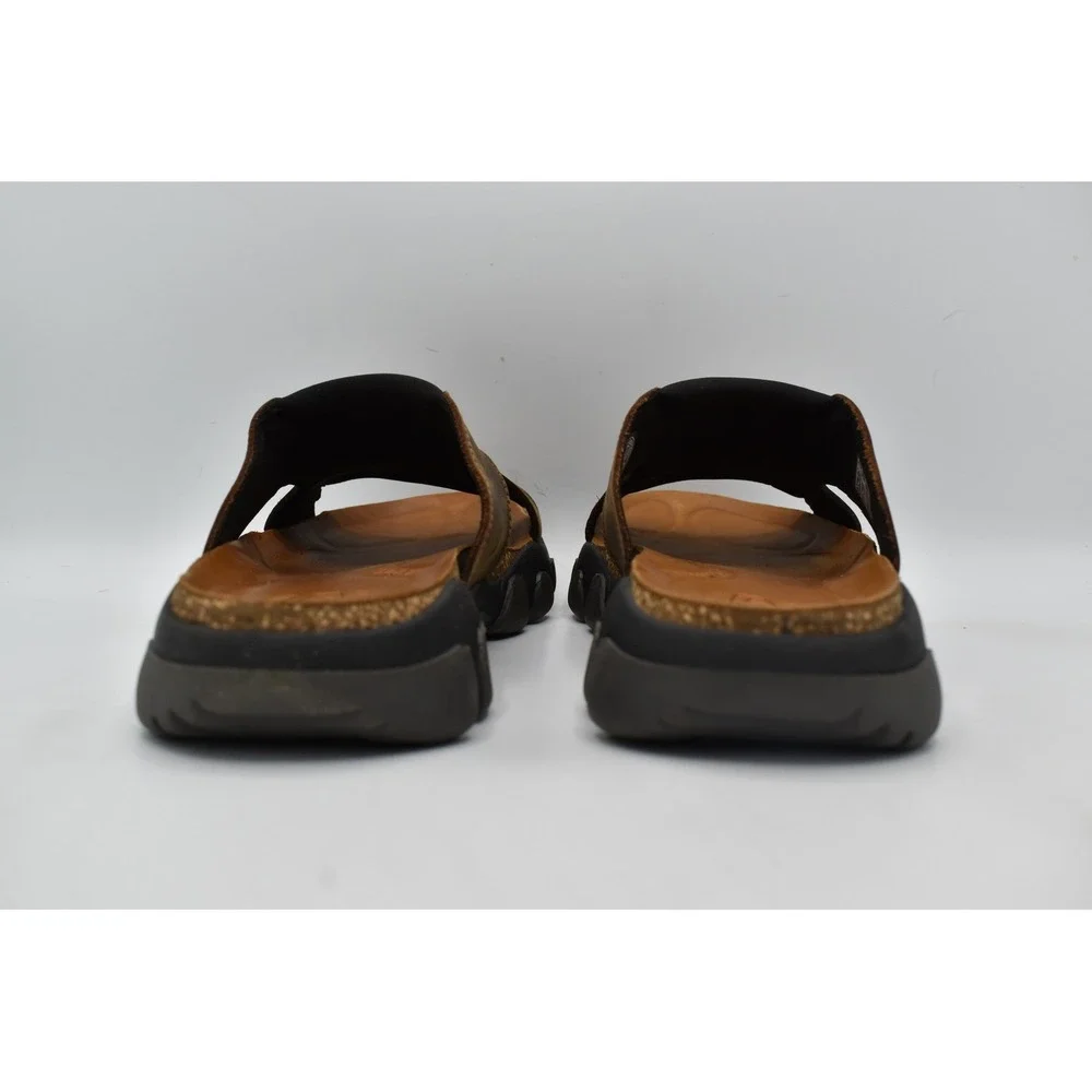 Keen Mens Size 11.5 Daytona II Bison Brown Black Leather Slides Sandals Shoes